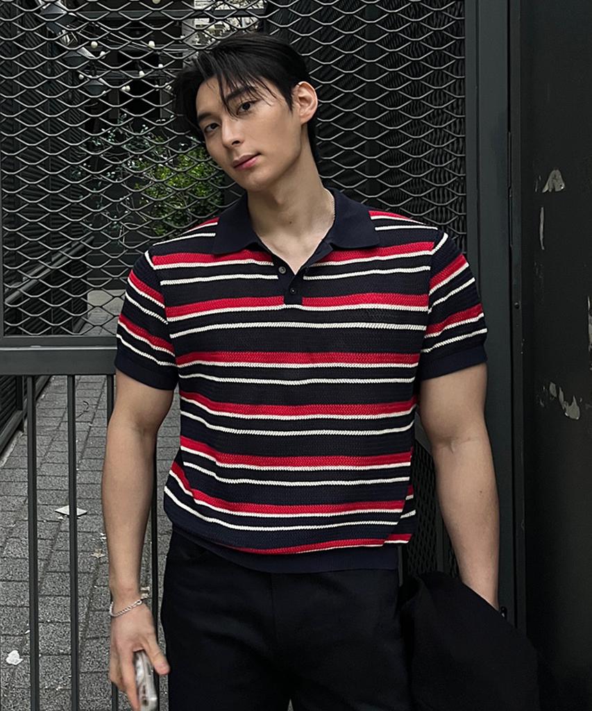 LMOOD Nautical Silket Cotton Pk Half Knit Navy