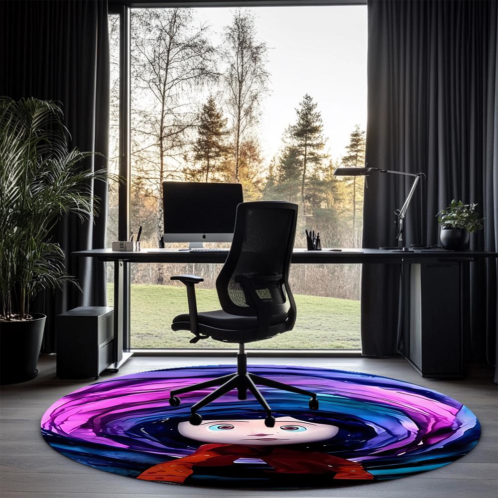 Coraline Printed Round Rug Carpet Chair Rug Area Rug Entryway Doormats,for Office Chair Living Room Bedroom Kitchen Room.