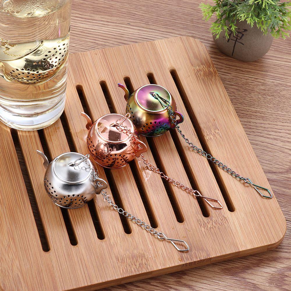 With Chain Kitchen Gadget Teapot Shape Tea Strainer Diffuser Tea Infuser Herbal Spice Filter