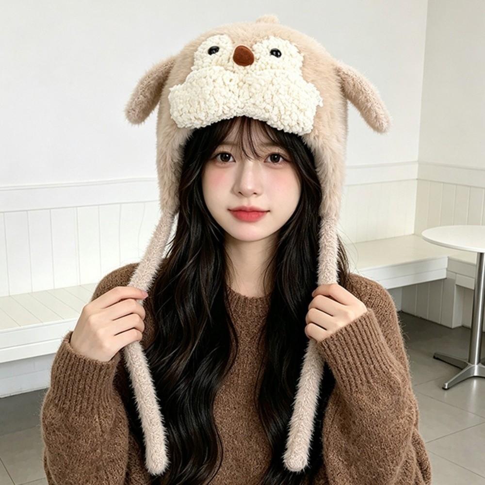 Ear Protection Plush Trapper Hat 55cm To 60cm Head Circumference Winter Ear Flap Hat Girls