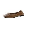 Fashion Spring Autumn Women Soft Bottom Comfortable Flat Shoes Butterfly Knot Milk Milk Soft Leather Fairy Shoes Low Heels Daily Use