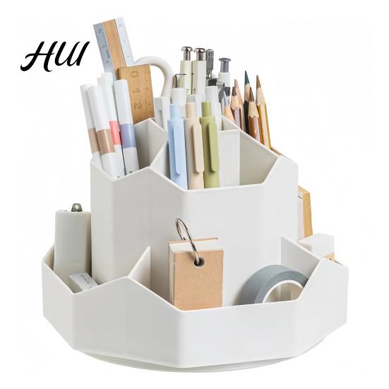 Elegant Pen Display Stand 360 Degrees Rotating Desk Organizer Large Capacity Holder Multifunctional Office Accessory for Supplies And Makeup