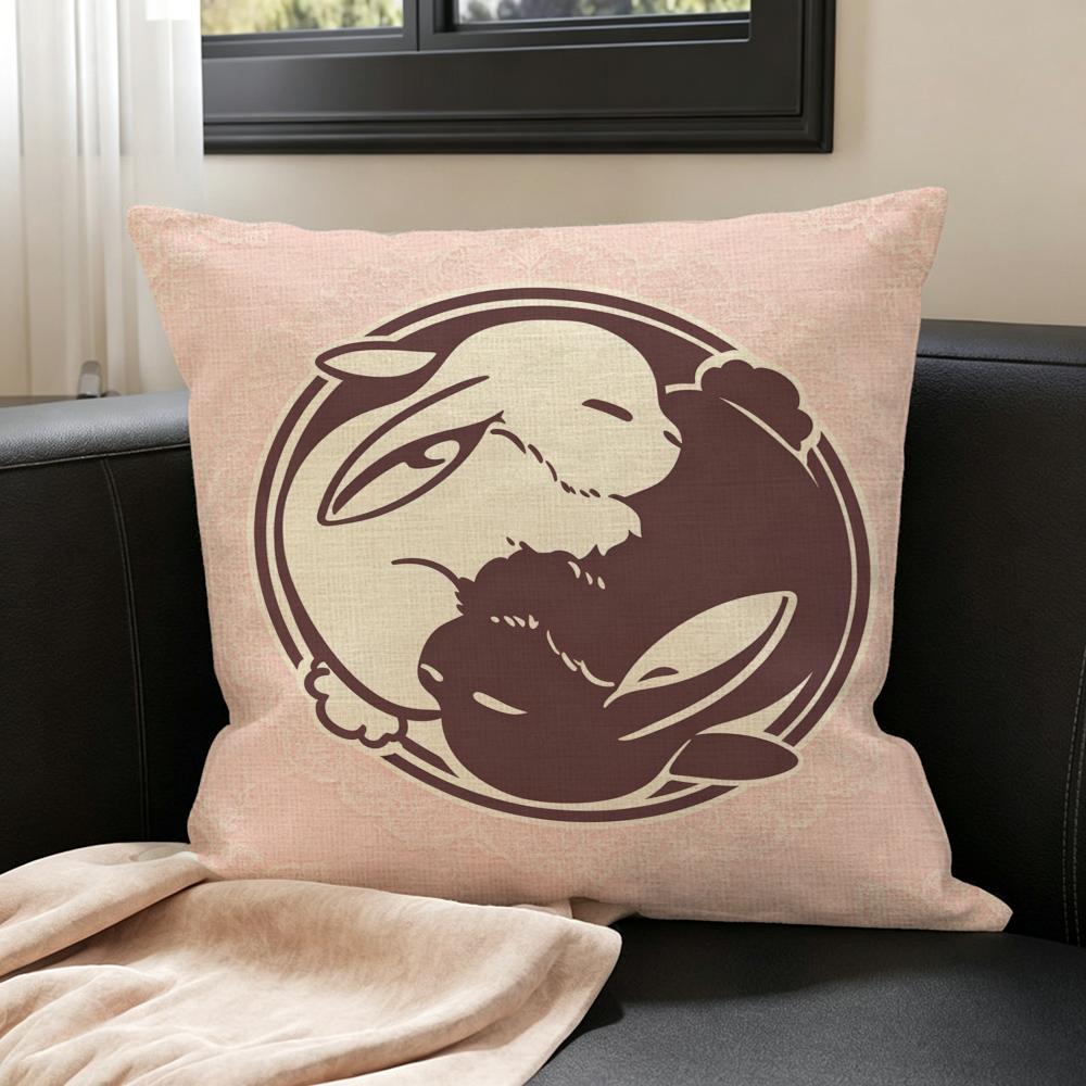S-Same Color Gradient Print Cushion Cover Natural Linen Pillowcase Set, All-In-One Decor For Sofa, Bedroom & Chair