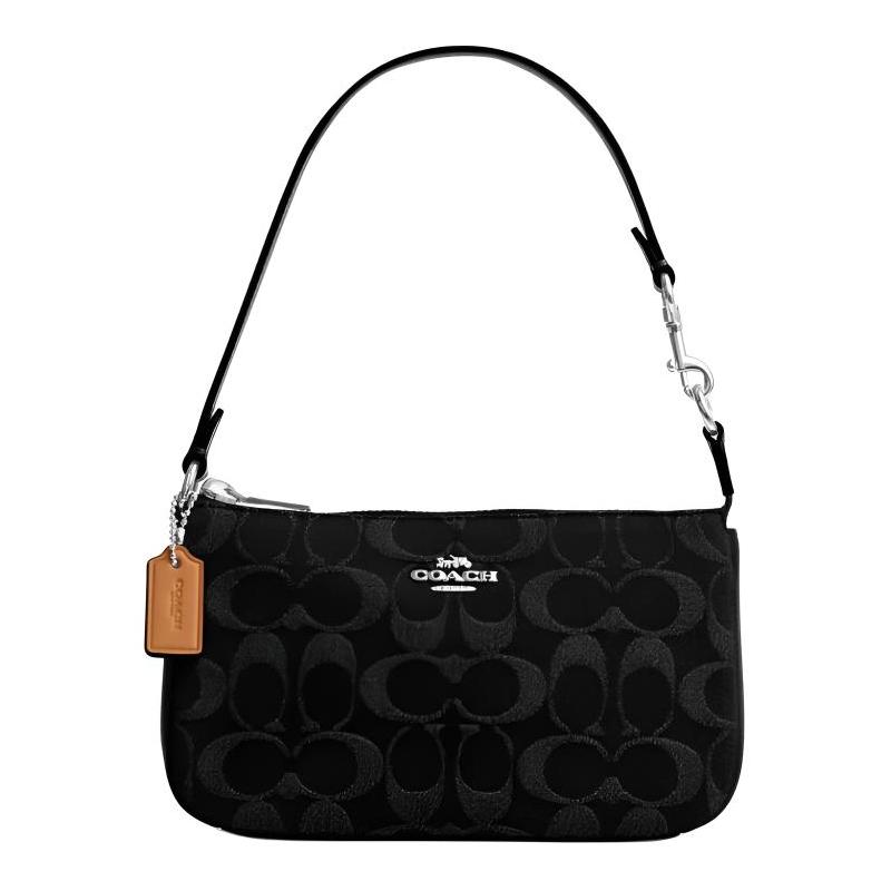 Coach Nolita 19 Сумка для маджонга при пресбиопии Хлопок и Коровья кожа Наплечная сумка под мышку Маленькая Женская Черная