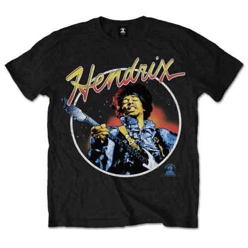 Jimi Hendrix Men's Script Circle Short Sleeve T-Shirt, Black, X-Large