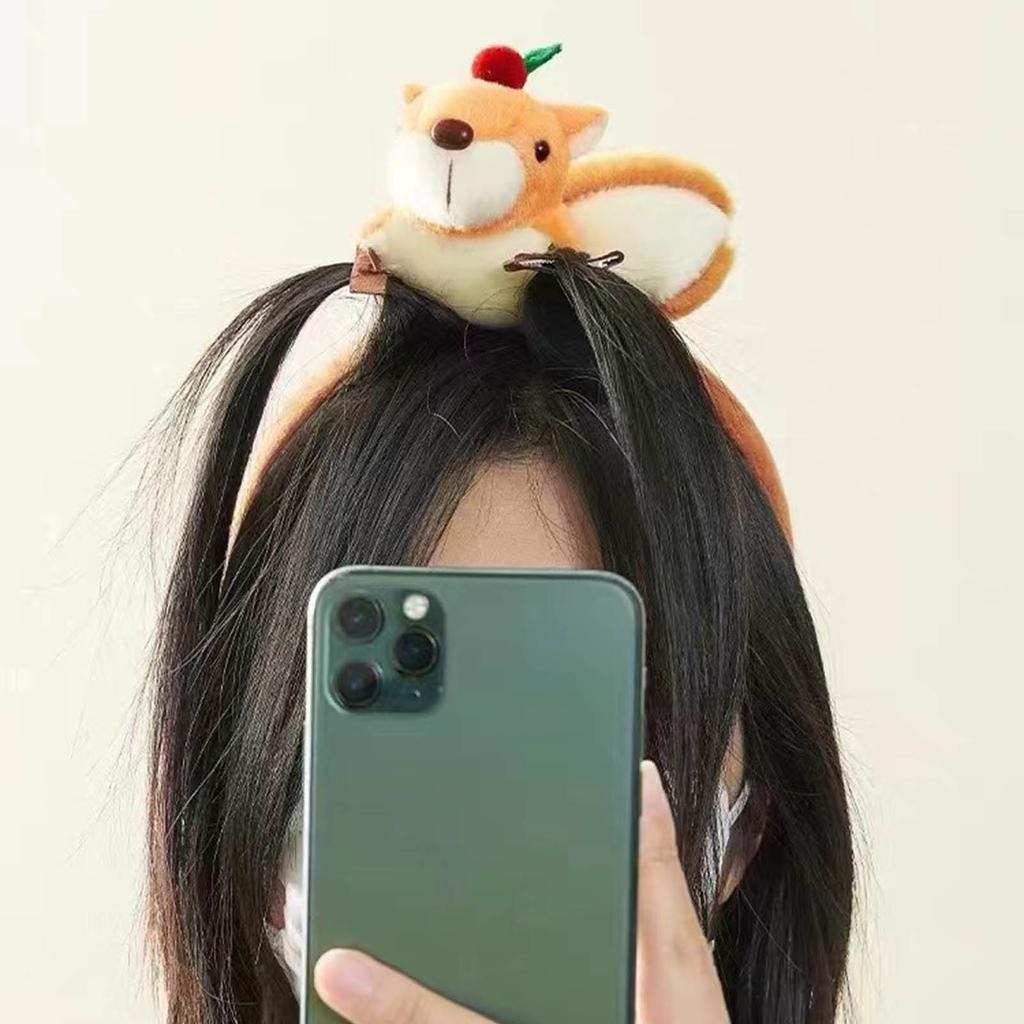 Multifunctional 3D Animal Hair Clip Colorful Cartoon Squirrel Hairpin Hair Hoop Jewelry Stylish Plush Hair Accessory