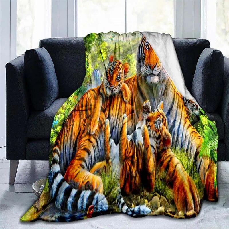 Фланелевое одеяло с рисунком тигра и животного, покрывало для дивана, мягкое теплое одеяло для взрослых, дорожное одеяло, охлаждающее одеяло