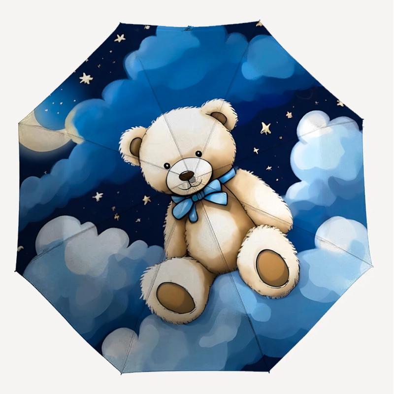 1PC Bear Clouds Umbrella-8-Rib Reinforced, Automatic Open, Lightweight & Durable, Fashion Accessory for Outdoor, J0344