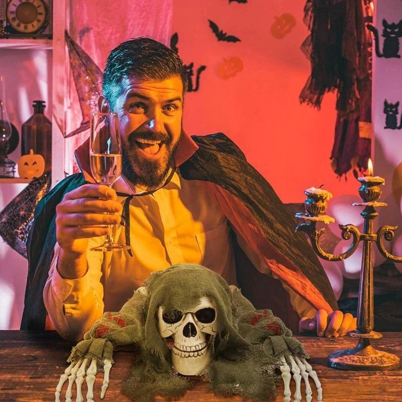 Хэллоуин Череп Голова Призрака 3 шт./набор Украшение Ползущий Призрак Трюк Симуляция Череп Рука Украшение Дом с Привидениями Хэллоуин Декор