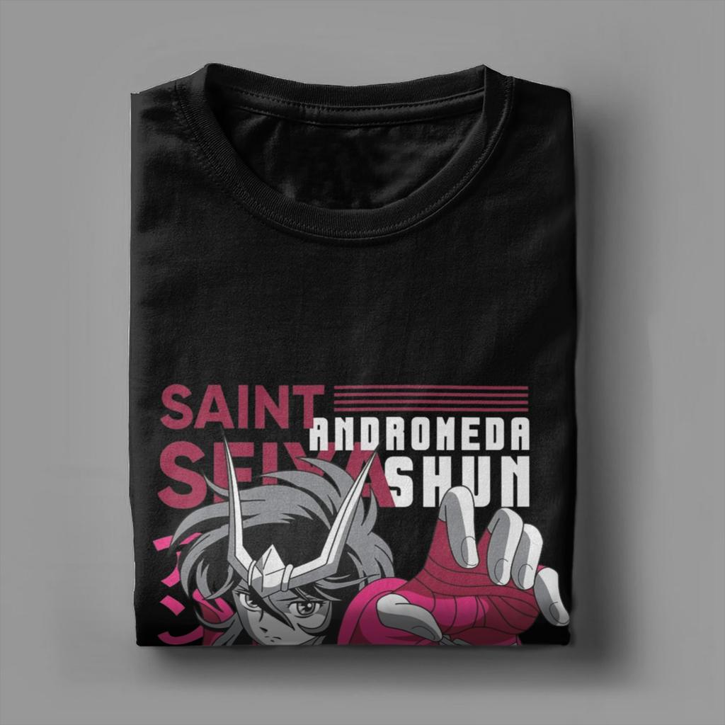 Мужская футболка Андромеда Шун Saints Seiya 100% хлопок одежда забавные футболки с коротким рукавом и круглым вырезом больших размеров