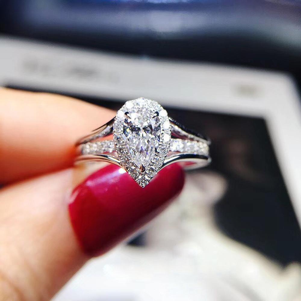 Новые Элегантные Свадебные Обручальные Кольца Креативная Форма Капли Воды Белый Цирконий Камень Высокого Качества Посеребренные Ювелирные Изделия