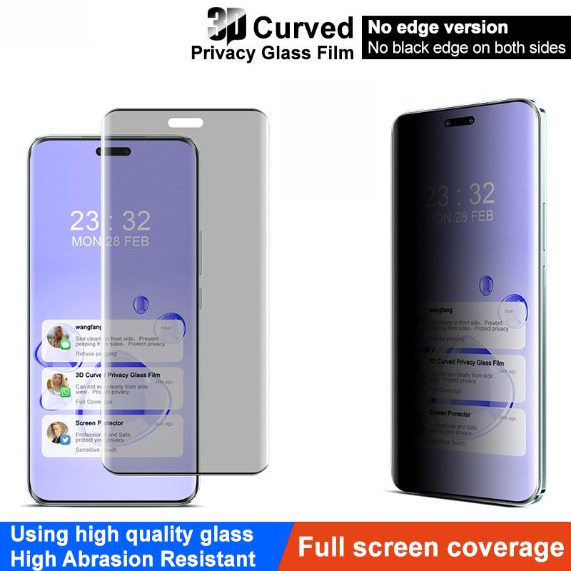 IMAK For Honor Magic6 Pro 5G/Magic6 Ultimate 5G Anti-Spy Screen Film 3D Curved Tempered Glass Full Screen Protector