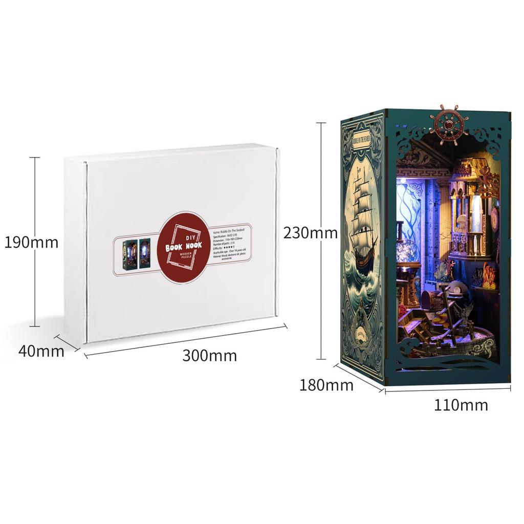 CRESYMME Миниатюрный кукольный домик, книжный уголок, набор, деревянный, сделай сам, 3D, хобби, ручная работа, тень на (Таинственное морское дно)