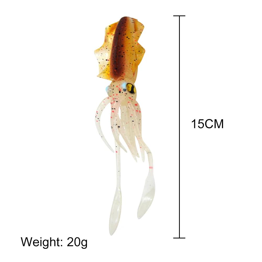 15см 20г Силиконовые Мягкие Искусственные Резиновые Светящиеся/УФ Кальмар Джиг Рыболовные Приманки Для Морской Рыбалки Троллинг Воблер Приманка Рыболовные Снасти