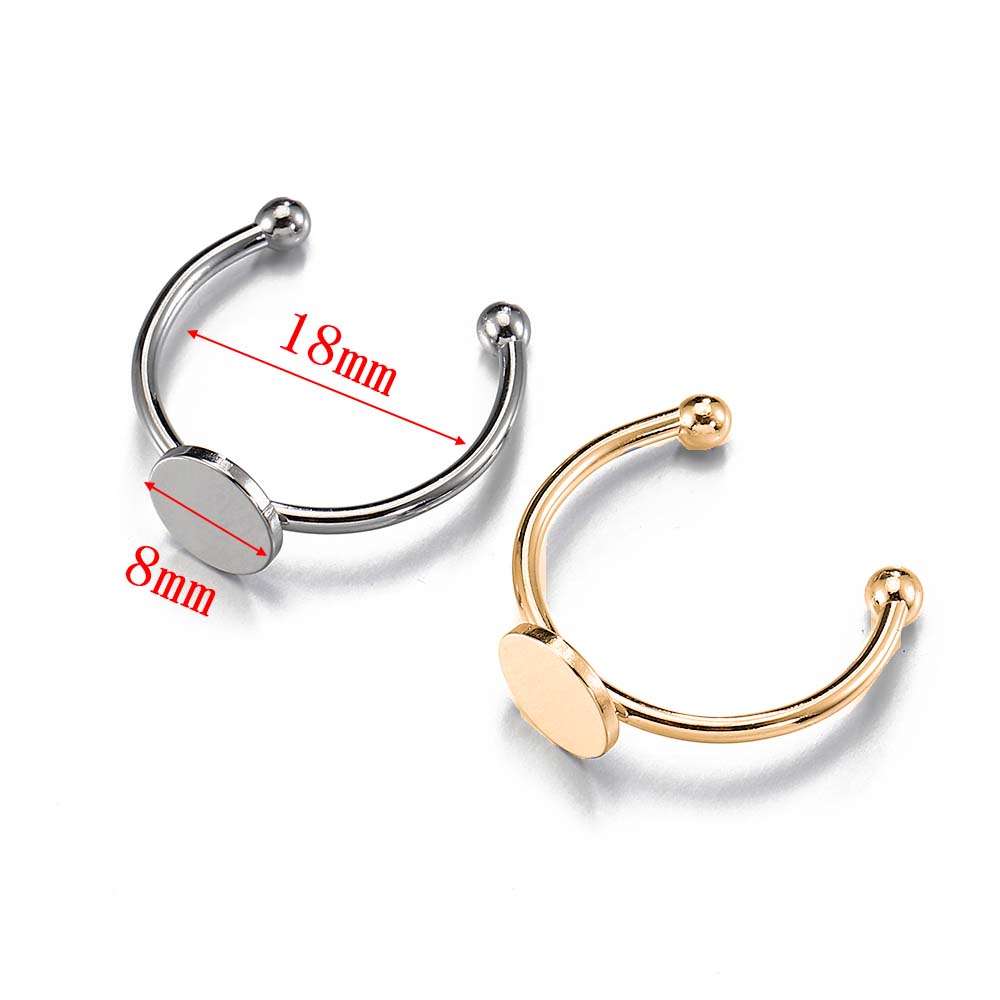 5/10pcs Stainless Steel Adjustable Ring Settings 6/8/10/12mm Round Flat Blank Base Glass Cabochons Ring Bezel DIY Jewelry Making