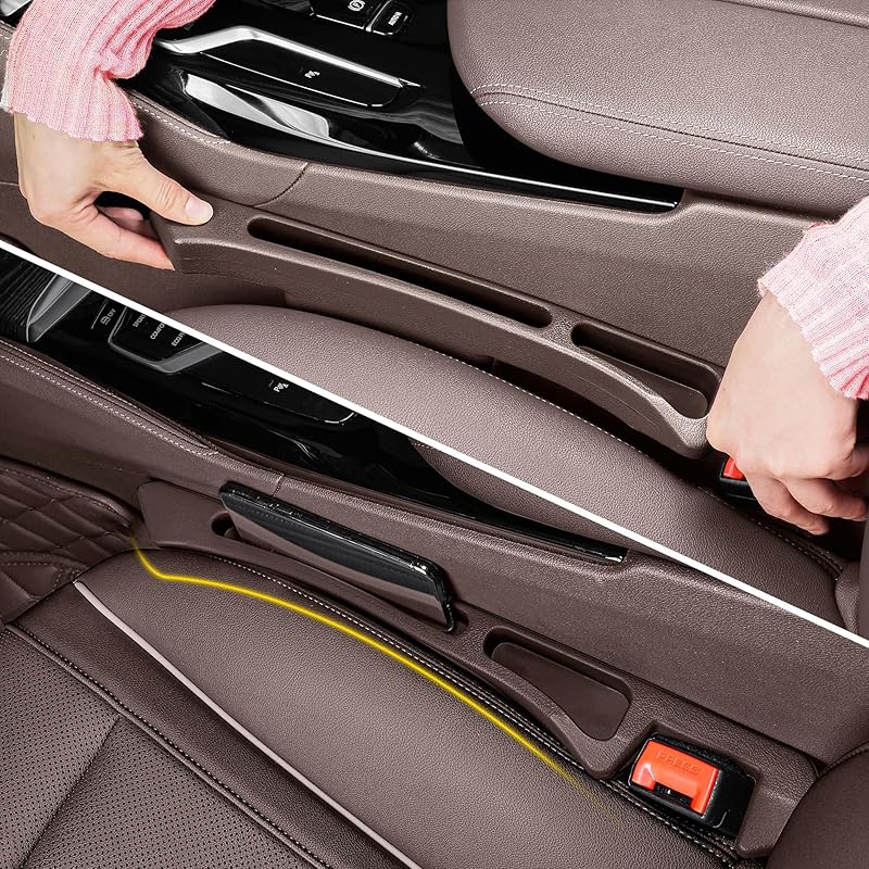 Car Seat Gap Filler Organizer With Dual Slots, 2 Pack Anti-Drop Storage Solution For Car SUV Truck - Prevents Phone, Keys, Wallet From Falling