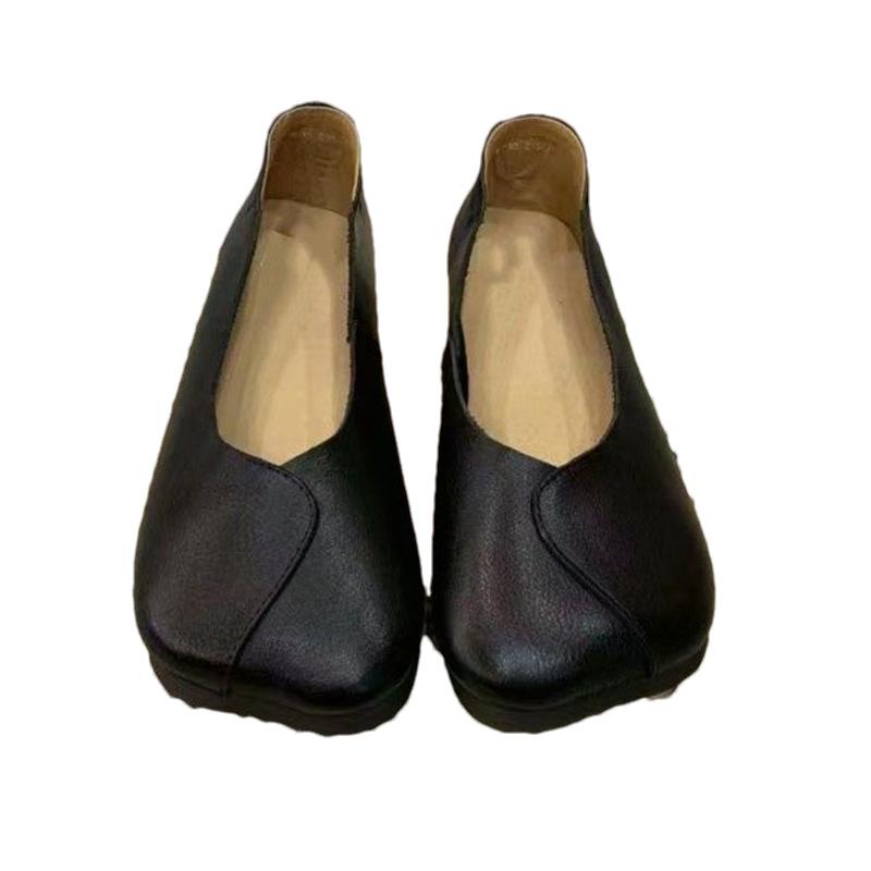 Кожаные туфли на плоской подошве женские лоферы с квадратным носком повседневная обувь 2025 года трендовые мягкие удобные зимние дизайнерские женские туфли