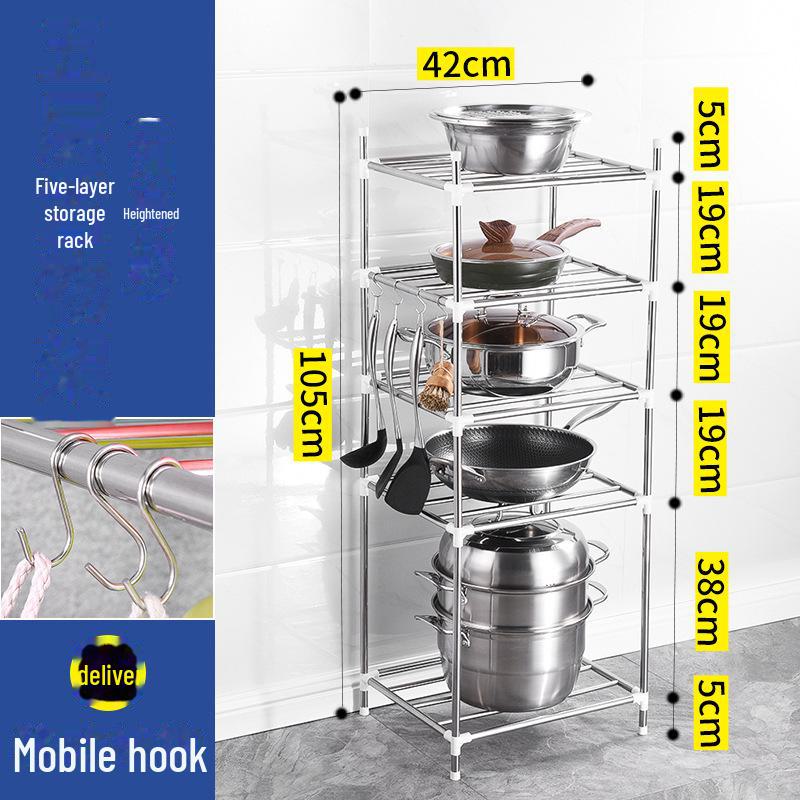 Многоуровневая напольная подставка для кастрюль и раковин из нержавеющей стали — простая установка