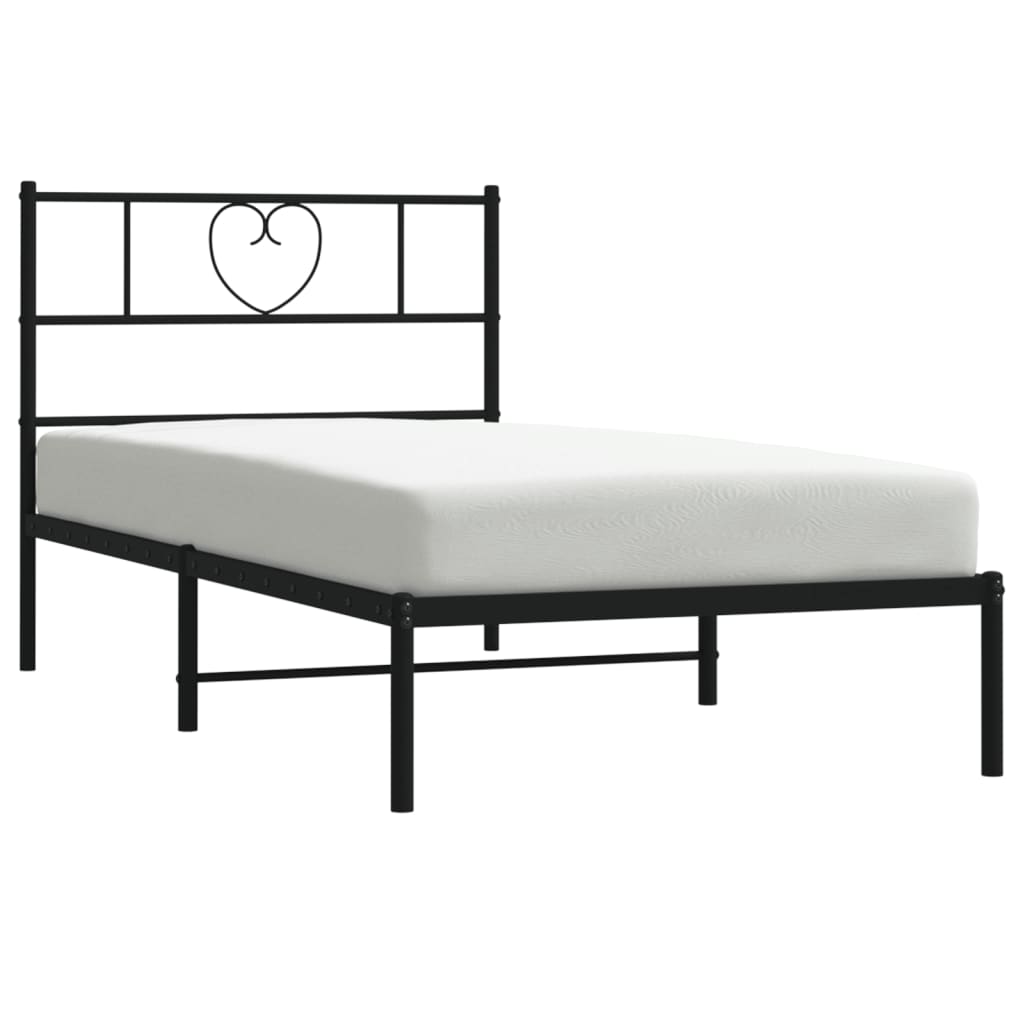 Vidaxl Металлическая Рама Кровати С Изголовьем, Черная, 80X200 См