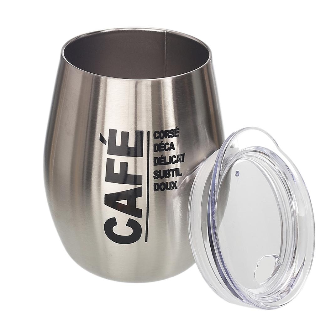 Les Trésors De Lily [A1732] — Серебряная транспортировочная кружка с дизайном «Кофе». (сталь) - 10x8см (20 мл)