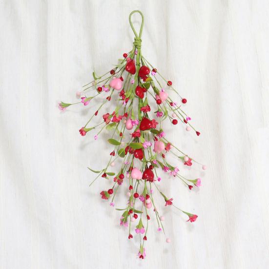 Сваг Сердце-Капля ко Дню Святого Валентина для Входной Двери Искусственные Красные Розовые Ягоды в Форме Сердца Сваг Венок для Свадьбы Рождественской Вечеринки Сада Патио