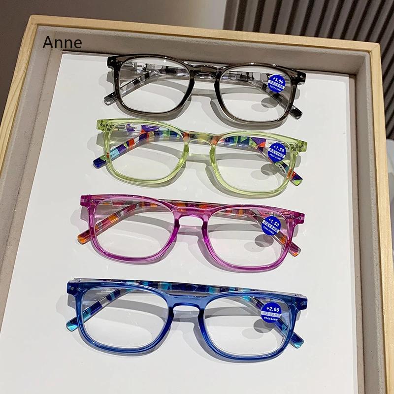 Очки для чтения с защитой от синего света, цветочные узоры, оправа из поликарбоната, очки для пресбиопии, модные очки «кошачий глаз», очки для дальнего зрения +1,0~+4,0