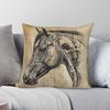 Horse Equine Illustration Pillowcase Polyester Linen Velvet Printed Zip Decor Throw Pillow Case Sofa Seater Cushion Case x