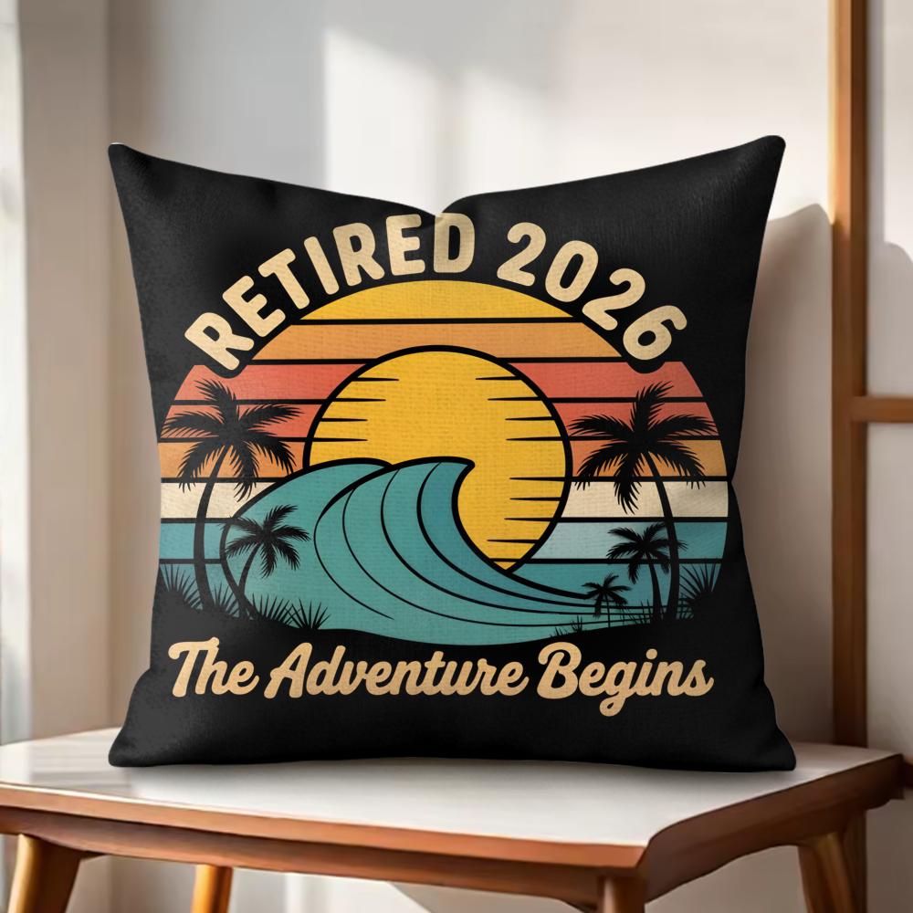 retired gift 2026 Cushion Cover Natural Linen Organic Fabric Double-Sided Printing Couch Pillow Covers Home Decor