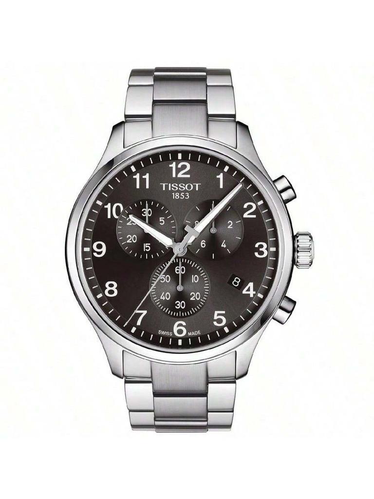 Tissot Мужские кварцевые часы Chrono XL - Черный циферблат, Стальной корпус, Деловые повседневные наручные часы, Подарок (модель: ) T116.617.11.057.01