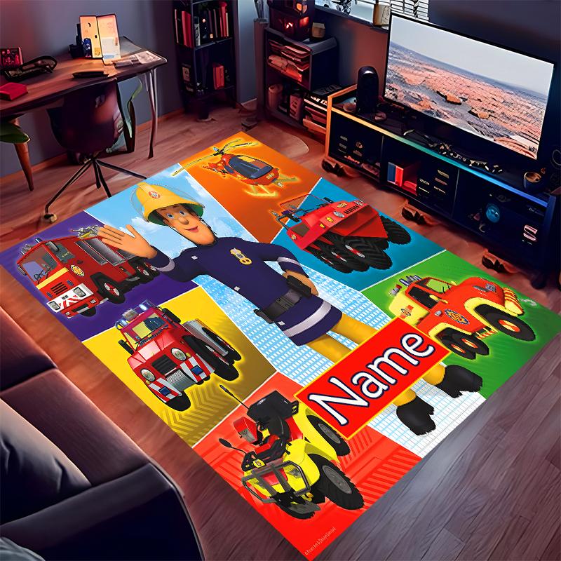 Custom personalization Fireman Sam Print Area Rug - Soft, Washable Non-Slip Indoor Mat,Living Room,Home&Office Decorative Rug
