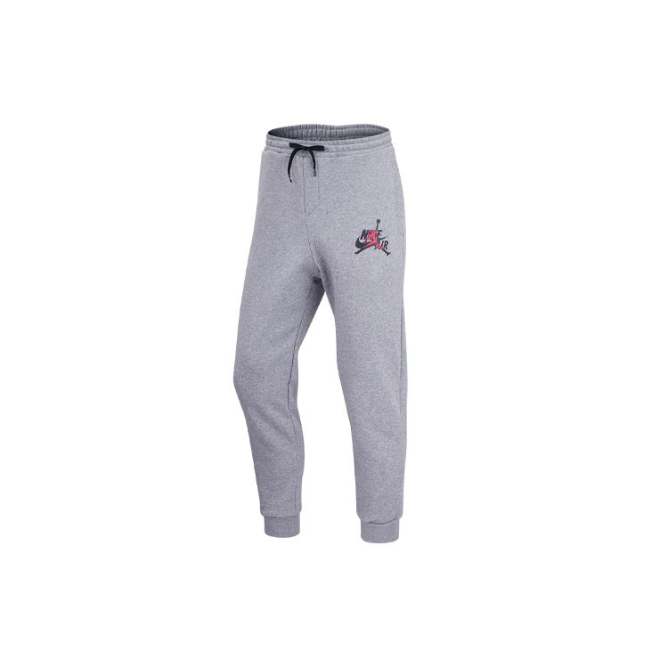 Jordan Logo Print Fleece-Lined Warm Drawstring Knit Sweatpants Men Bottoms Grey DH9503-091