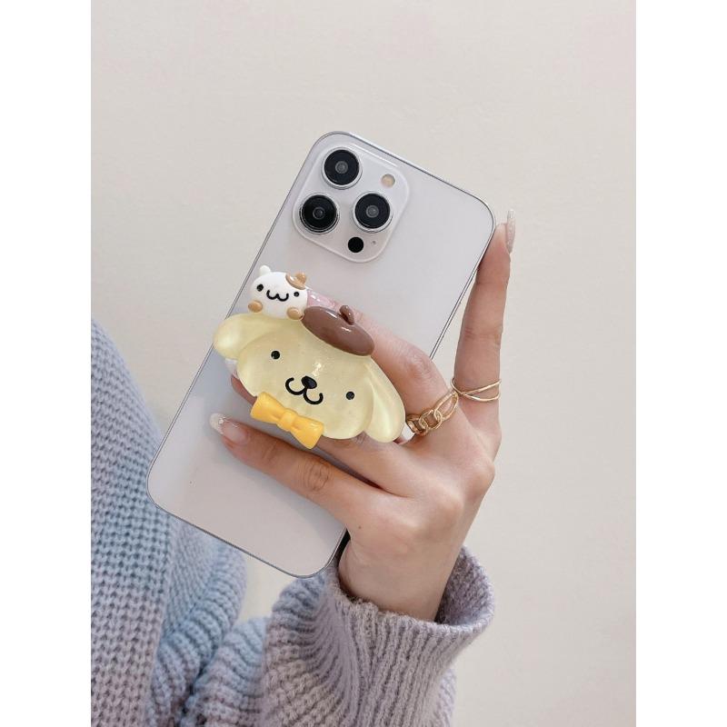 Светящийся в темноте Sanrio Подставка-подушка для мобильного телефона Kurome Melody Задняя наклейка Телескопическая подставка Настольный артефакт для просмотра сериалов