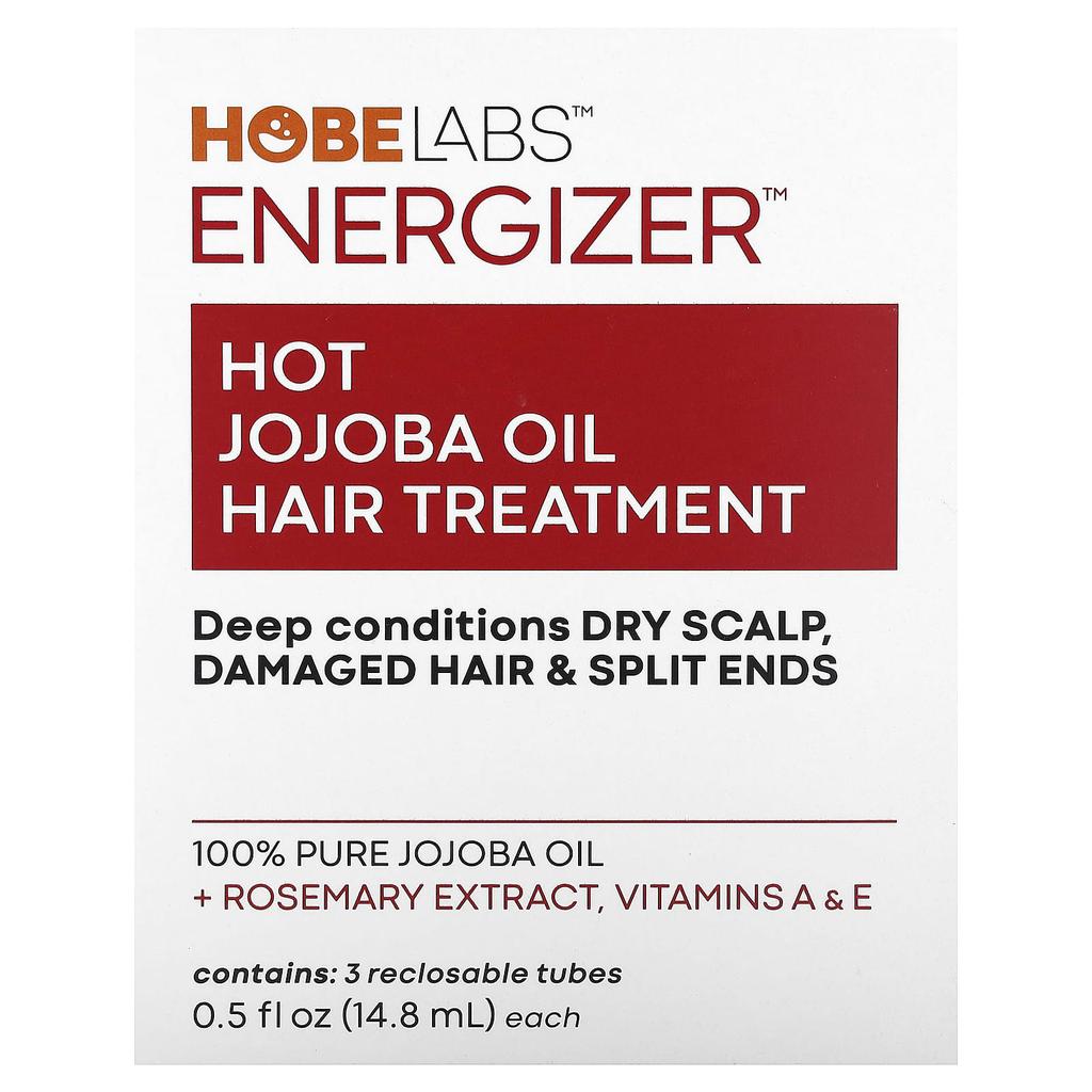 Energizer, Hot Jojoba Oil Hair Treatment, 3 Reclosable Tubes, 14.8 Ml (0.5 Fl Oz) Each