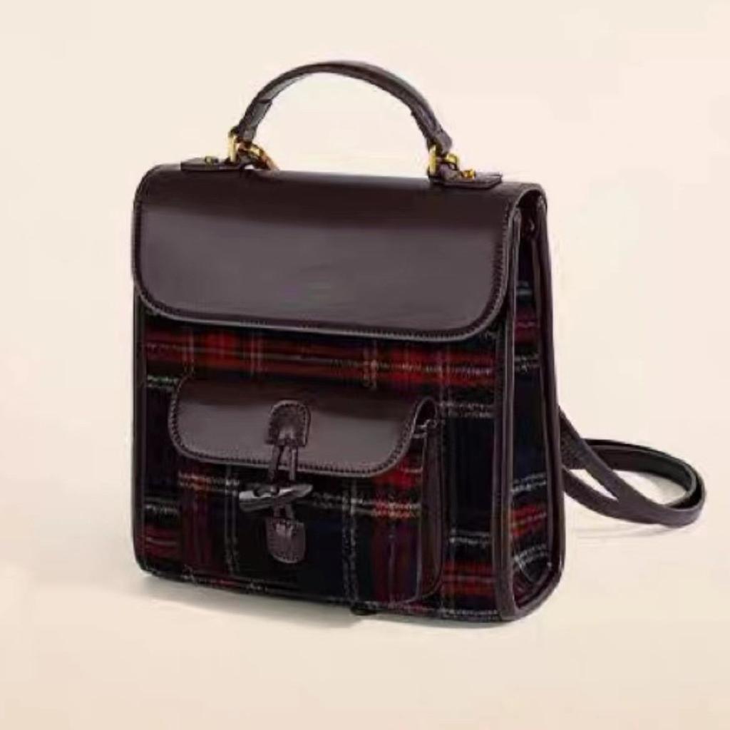 Красный и синий шерстяной ретро-дизайн рюкзака с роговой пряжкой, уникальная нишевая сумка-рюкзак