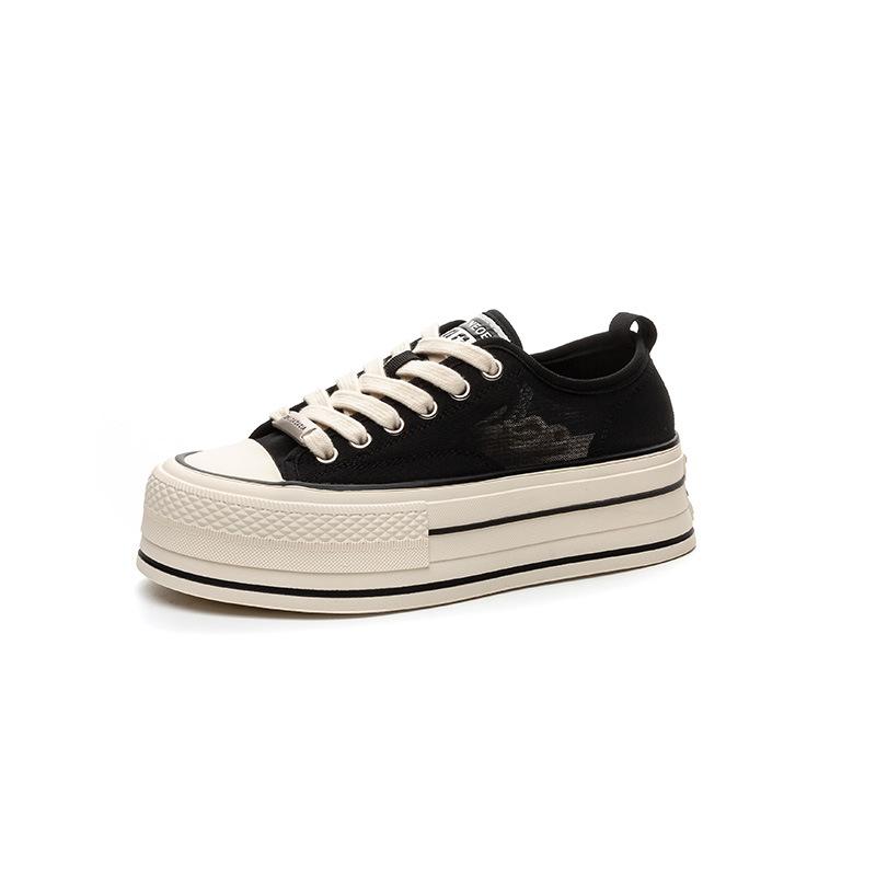 Platform White Shoes Women's Summer New Mesh Breathable Sports and Leisure Board Shoes Shallow Mouth Fashion Height-increasing Mesh Shoes