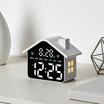1 Набор Светодиодный Цифровой Будильник в Форме Домика Дата Неделя Регулировка Яркости Электронные Настольные Часы С Ночной Подсветкой 12/24Ч