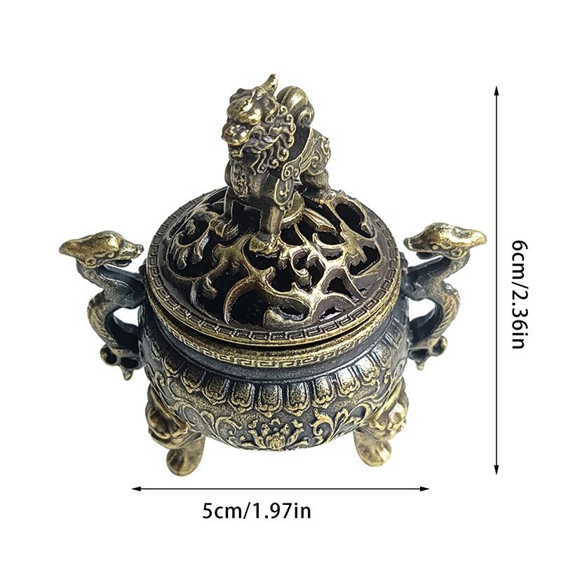 Double Dragon Three Leg Cauldron Incense Burner Xiangyun Incense Burner Suanni Plate Small Incense Burner