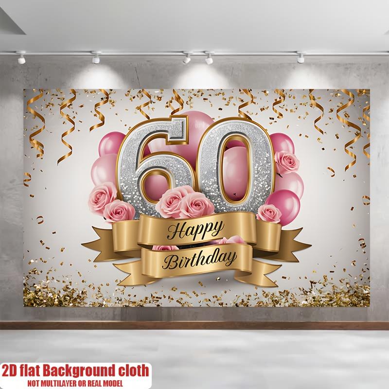 2D planar banner, 1 piece, background decoration photo for 60th birthday party backdrop, polyester banner decoration