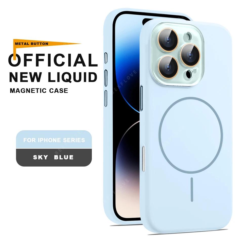 Официальный чехол из жидкого силикона с магнитом для iPhone 16 15 14 13 12 11 Pro Max Plus SE Для зарядки Magsafe Защитная крышка