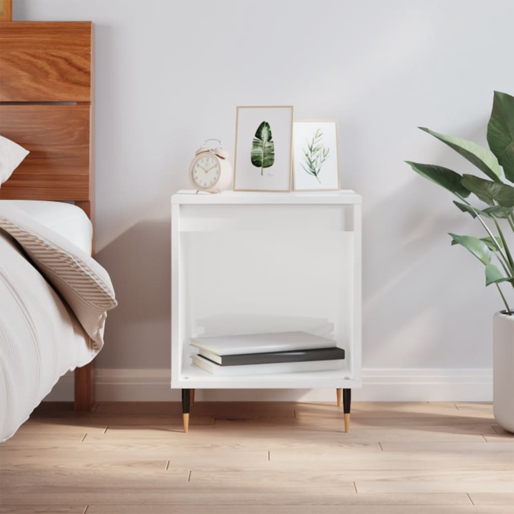Nightstand High Gloss White 40 x 35 x 50 cm Engineered Wood