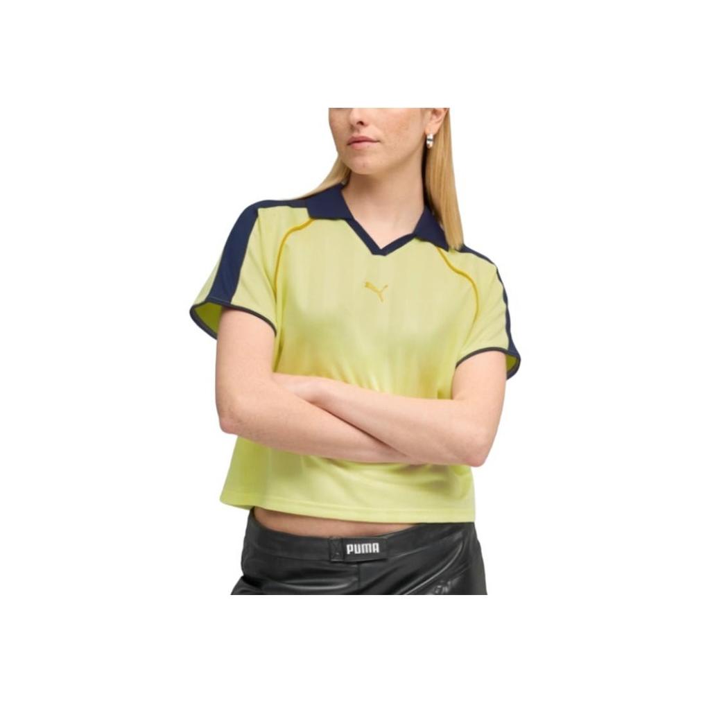 Puma T7 Расслабленное футбольное поло Винтажный логотип спортивного бренда Футболка с коротким рукавом Женские топы 633973-35