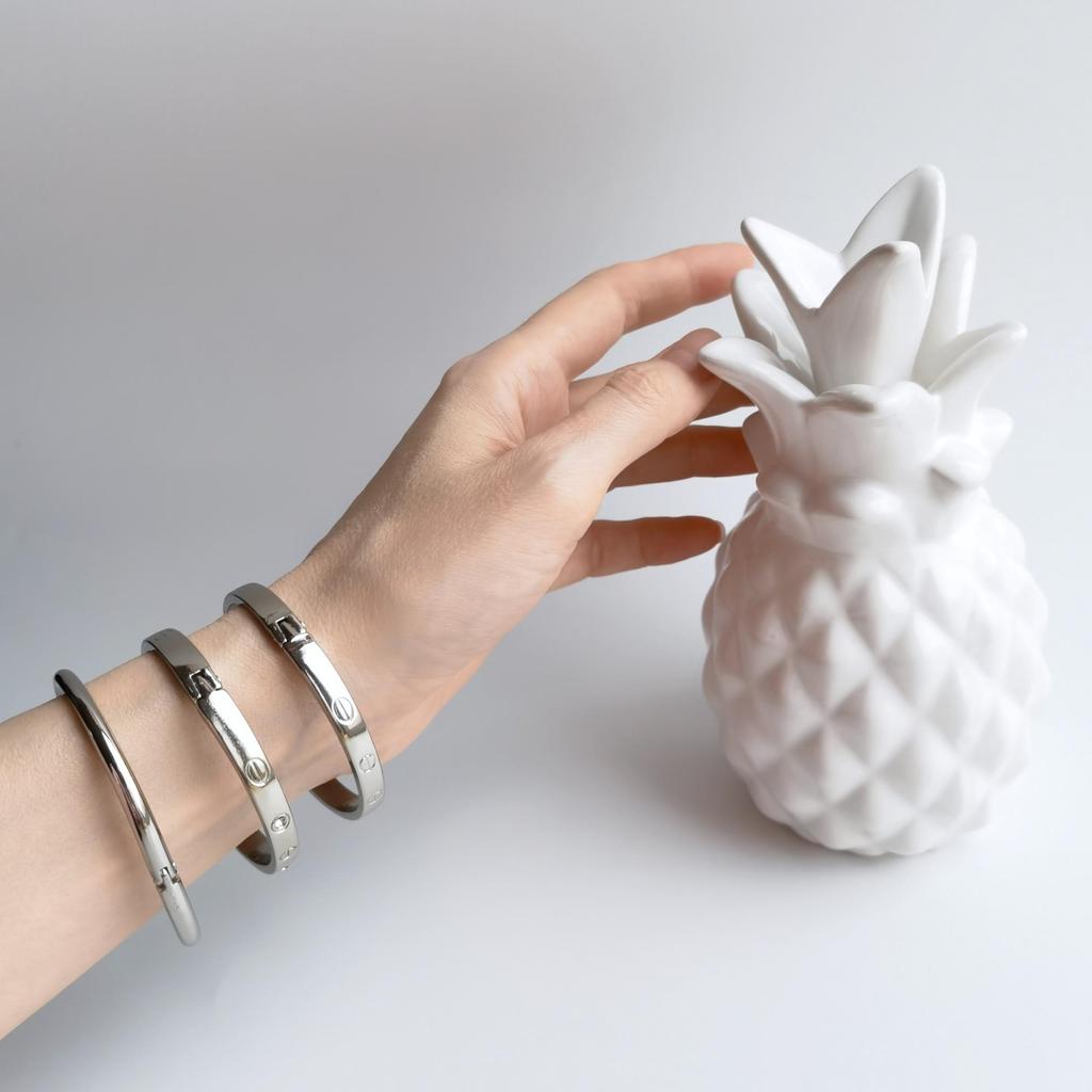 3 шт. Стальной браслет с посеребренным покрытием Комбинированный стальной тип гвоздя, тип камня и тип манжеты без камня, ювелирный аксессуар в подарок 2024 Женская мода