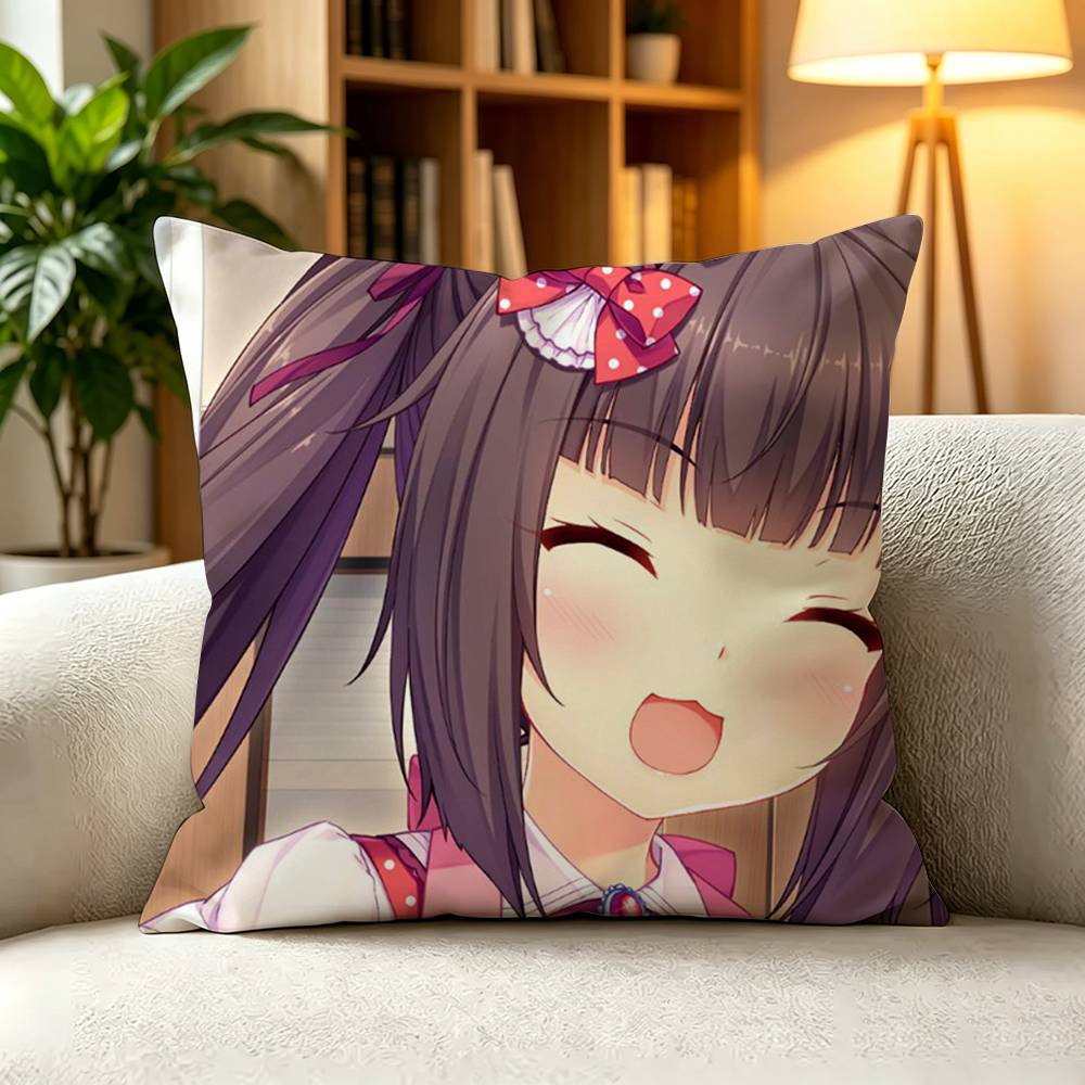 Nekopara Sweet Cafe Cat Maid Cute Slice Of Life Anime Pillow Case Square DoubleSided Sofa Cushion Cover Bedroom Bedside Pillow