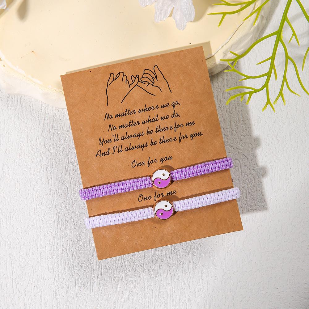 Новый браслет для пары в стиле тайцзи, сплетенный вручную, простой дизайн, регулируемый, ювелирное изделие из сплава ко Дню святого Валентина