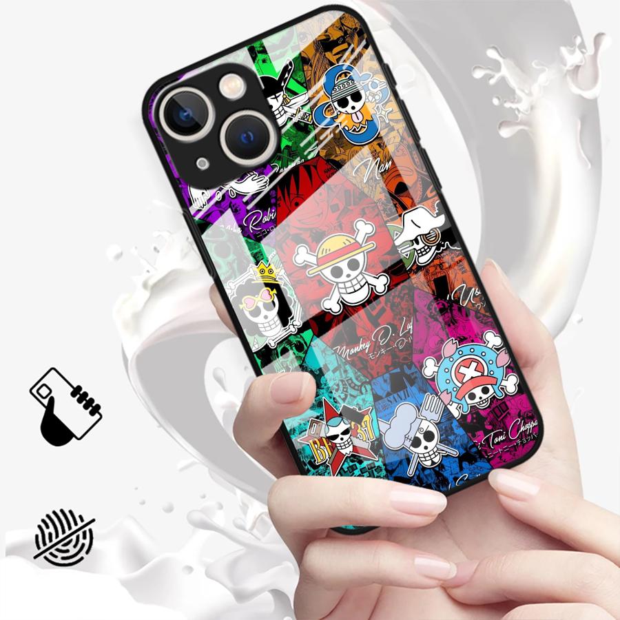 Чехол для iPhone 17 Pro Max 11 16 XR 13 14 8 15 Plus 12 Air Glass Чехол для телефона Аниме OneS P-ieceS