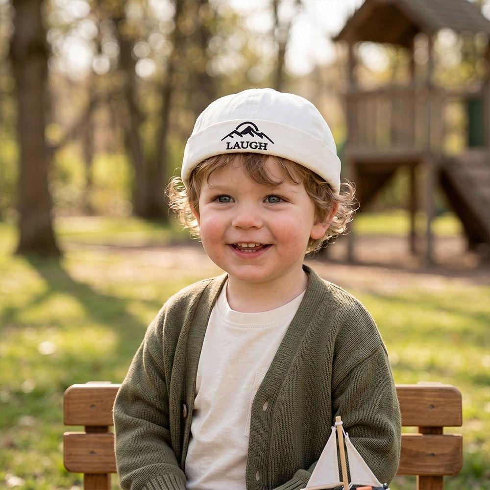 Cotton Children Melon Beanie Letter Embroidered Landlord Cap High Quality Baby Brimless Hat Summer