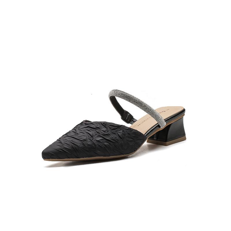Новые остроконечные женские сандалии Baotou на низком каблуке с плоской подошвой, юбками, одинарными туфлями и удобной женской обувью.