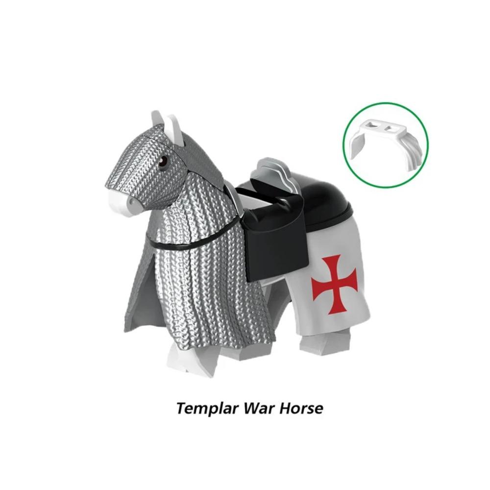 Военные Средневековые Строительные Блоки Фигурки Солдат Рыцарская Экипировка Аксессуары для Животных Маунт Броня Боевой Конь Мини Кирпичики MOC