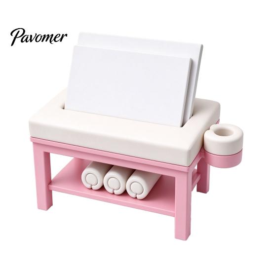 Clinic Reception Decor Mini Massage Table Business Card Holder, Creative Organizer with U-shaped Headrest Spa Opening Gift And Miniature Towel,