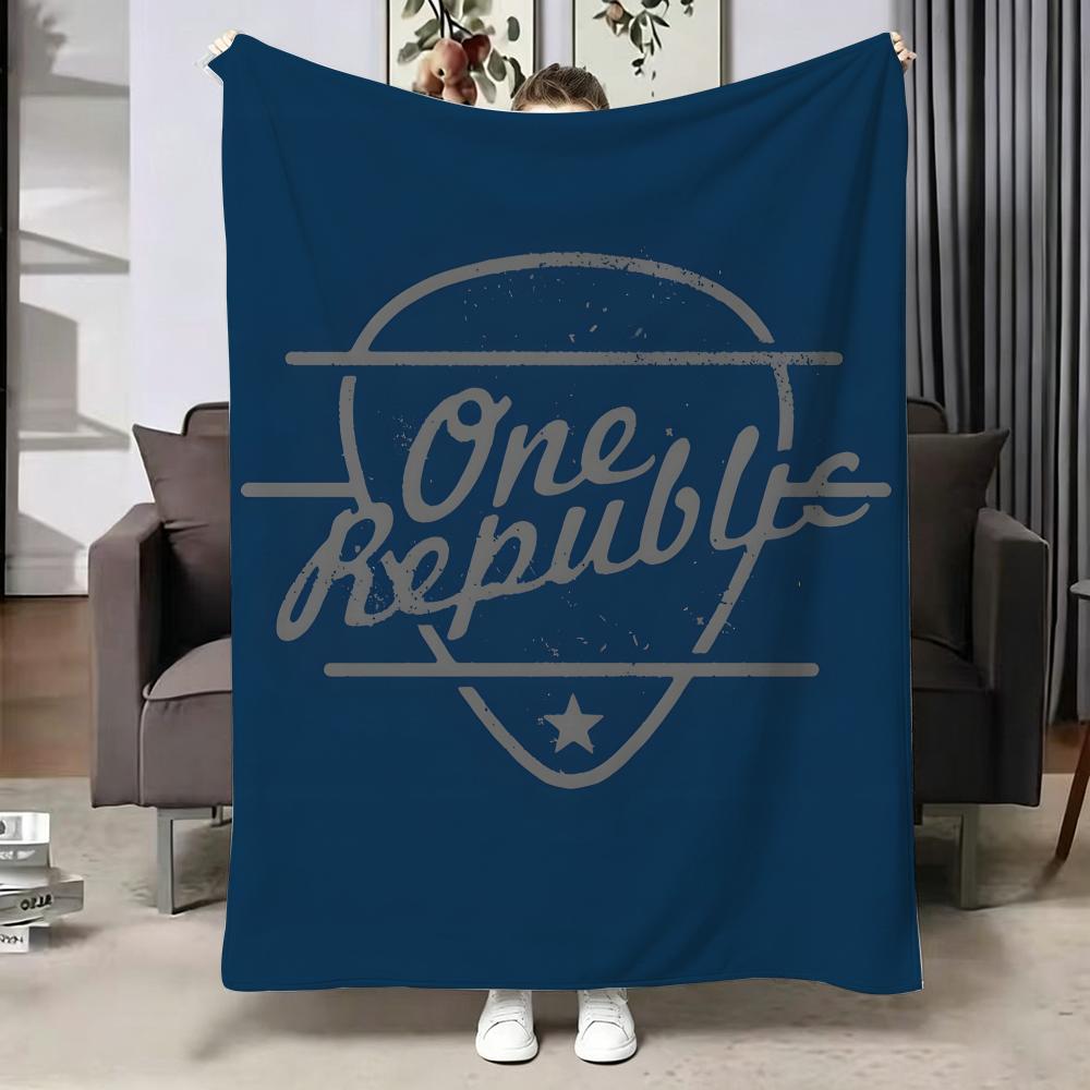 Music O-One R-Republic Throw Soft Warm Flannel Blanket, Multi-use Throw for Bed Sofa Office, Air Conditioning Nap Blanket
